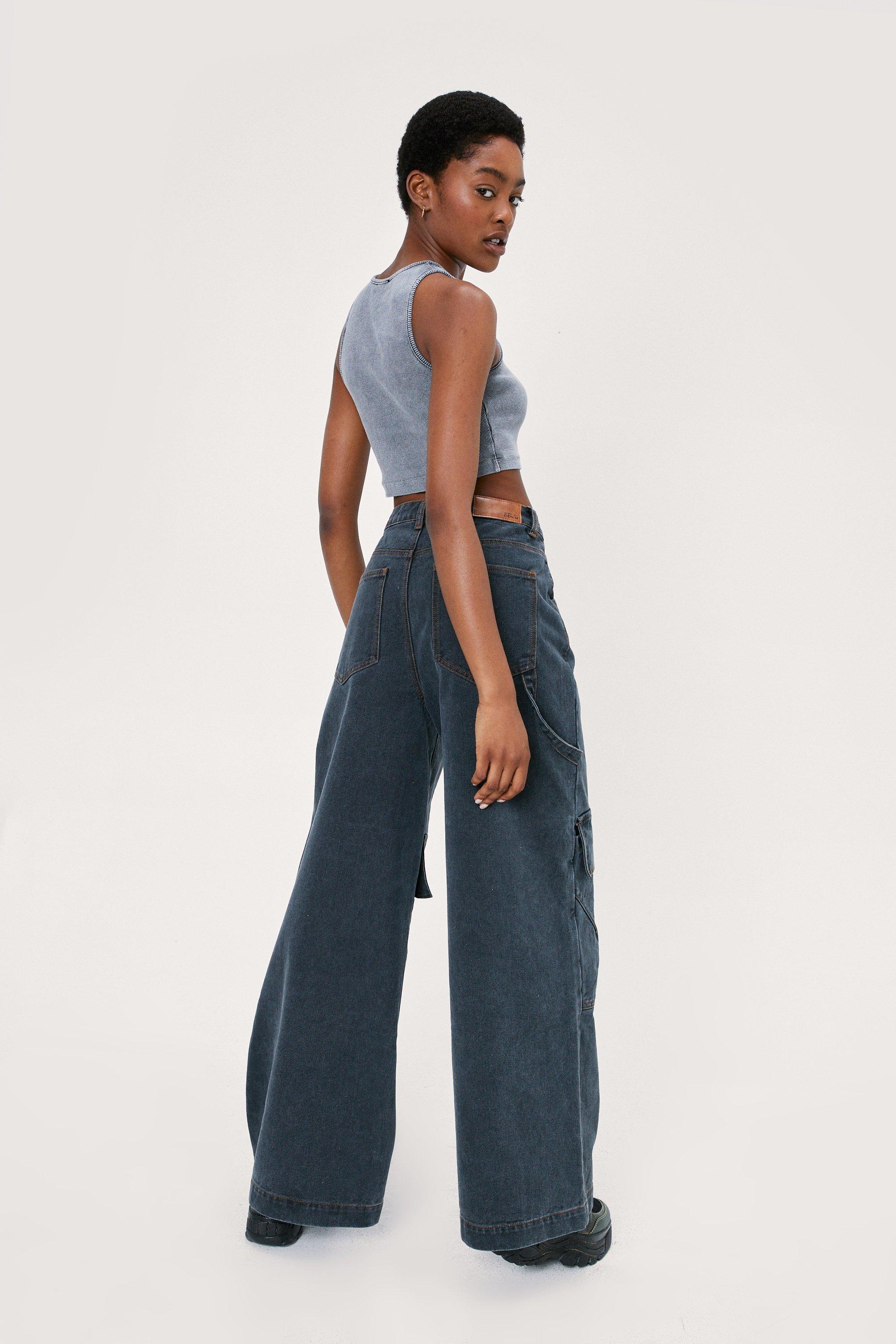 Pocket Detail Super Wide Leg Jeans